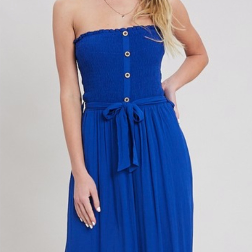 NWT! Smocked Strapless Jumpsuit Medium